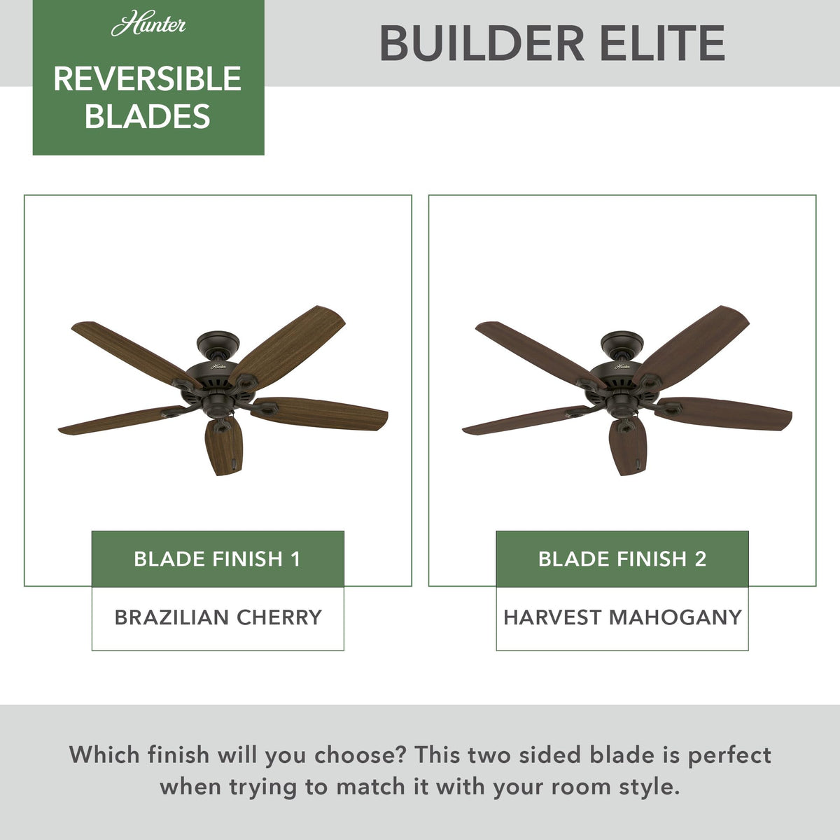 Hunter Builder Elite includes 2-inch downrod for optimal blade height