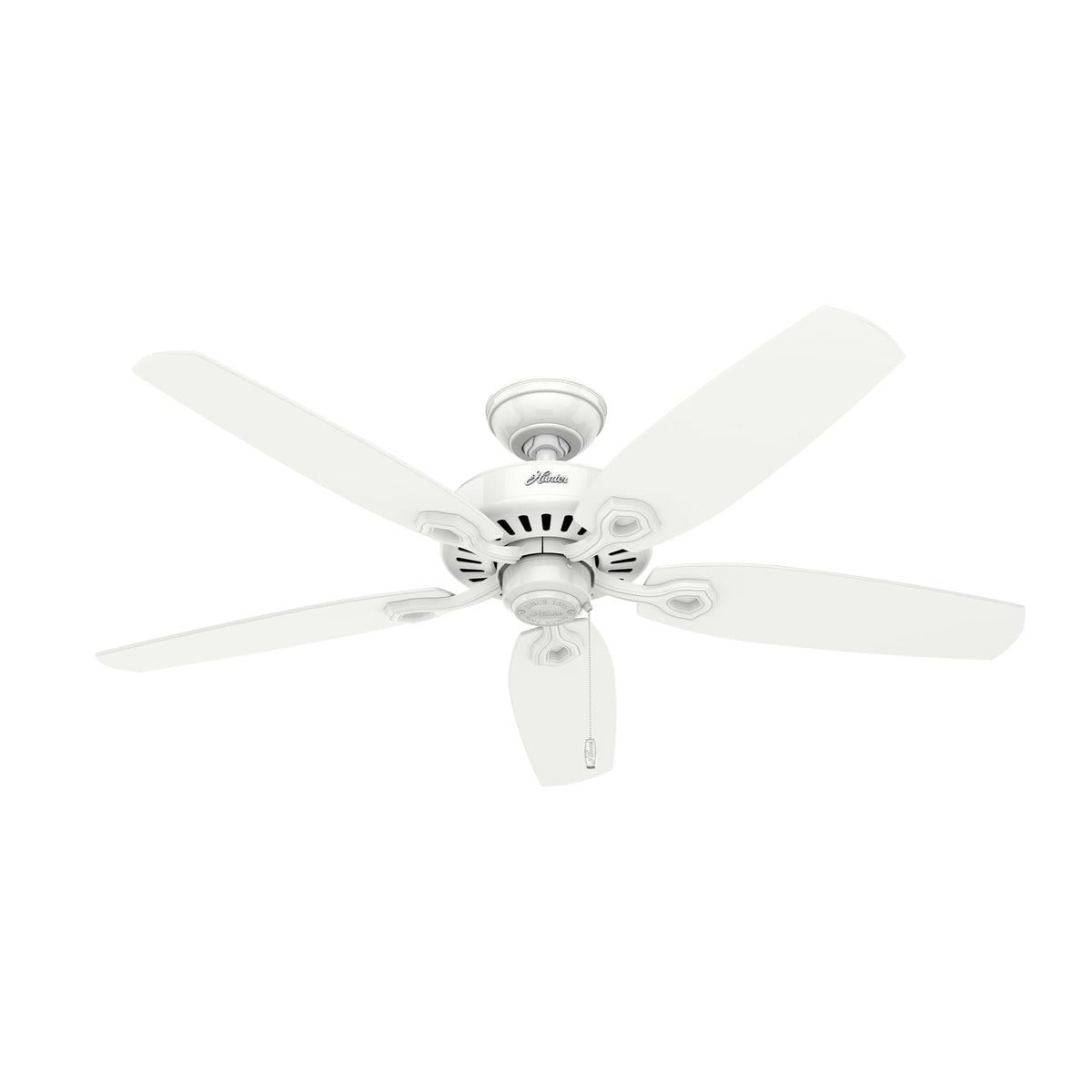 Hunter Builder Elite 52-inch indoor fan in snow white without light for bedrooms.
