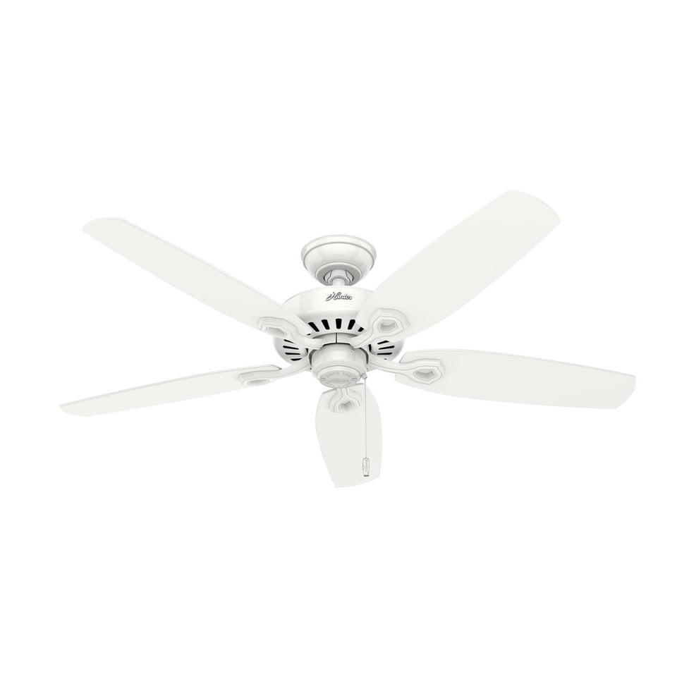 Hunter Builder Elite 52-inch indoor fan in snow white without light for bedrooms.