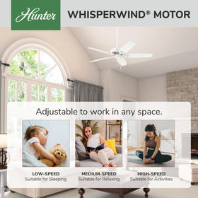 Hunter Builder Elite 52-inch with pull chain for easy manual control.