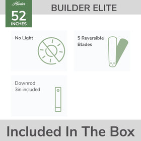 Hunter Builder Elite whisper-quiet motor supports year-round comfort.