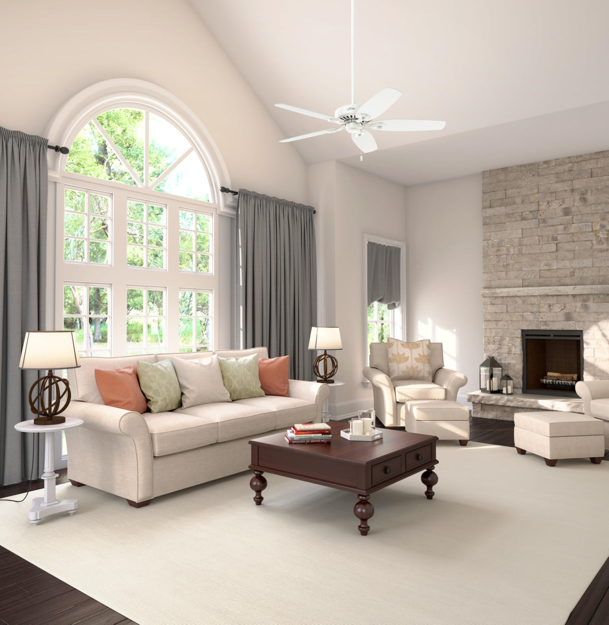 Ideal for bedrooms with calming white finish and steady airflow.