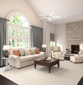 Ideal for bedrooms with calming white finish and steady airflow.