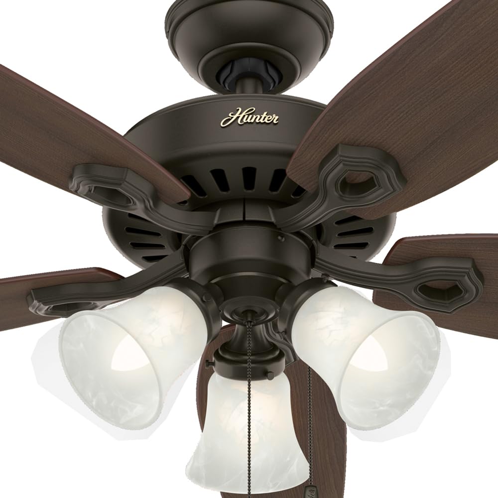 Hunter Builder Plus bulbs included for immediate use in bedrooms or living spaces.
