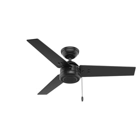 Hunter Cassius 44-inch fan no light in matte black for versatile indoor or outdoor spaces.