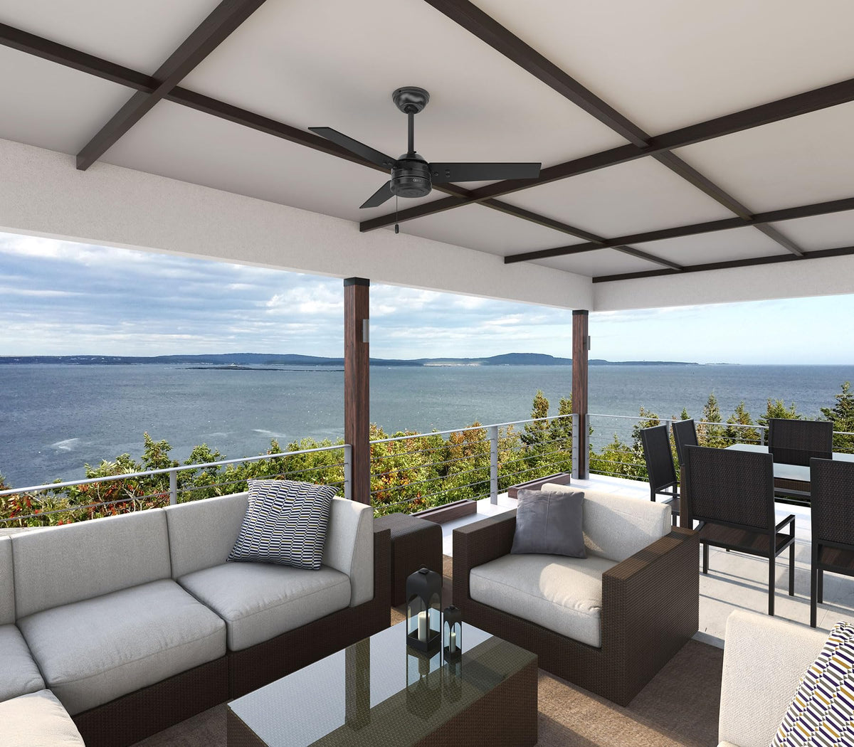 Hunter Cassius creates comfortable airflow in patios, bedrooms, or living areas.