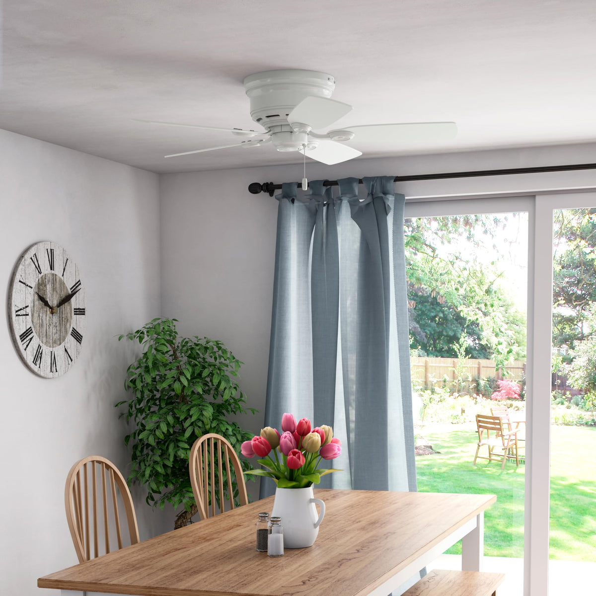 Hunter flush mount installation overhead view showing compact profile