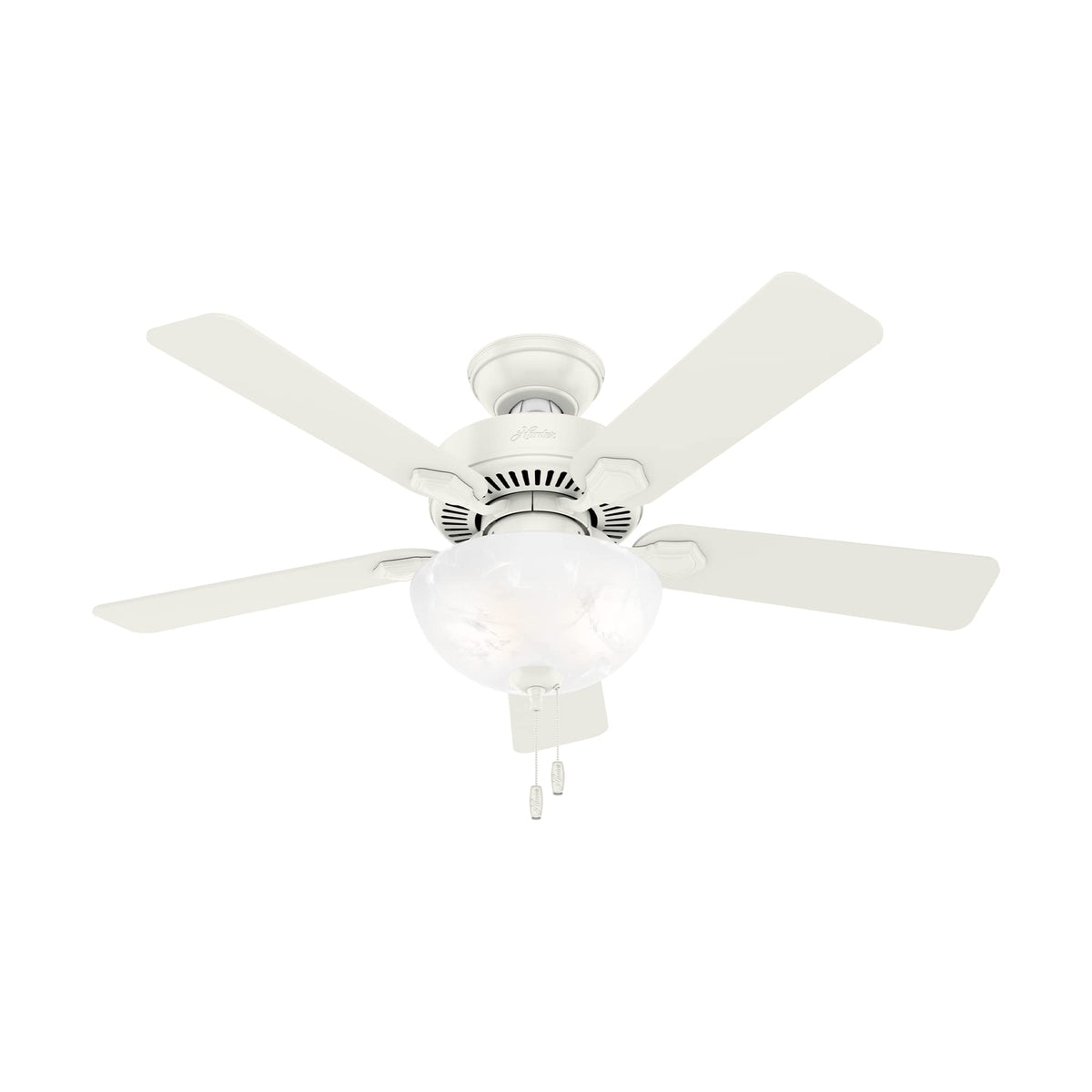 Hunter Swanson 44in ceiling fan with light in white for bright airflow