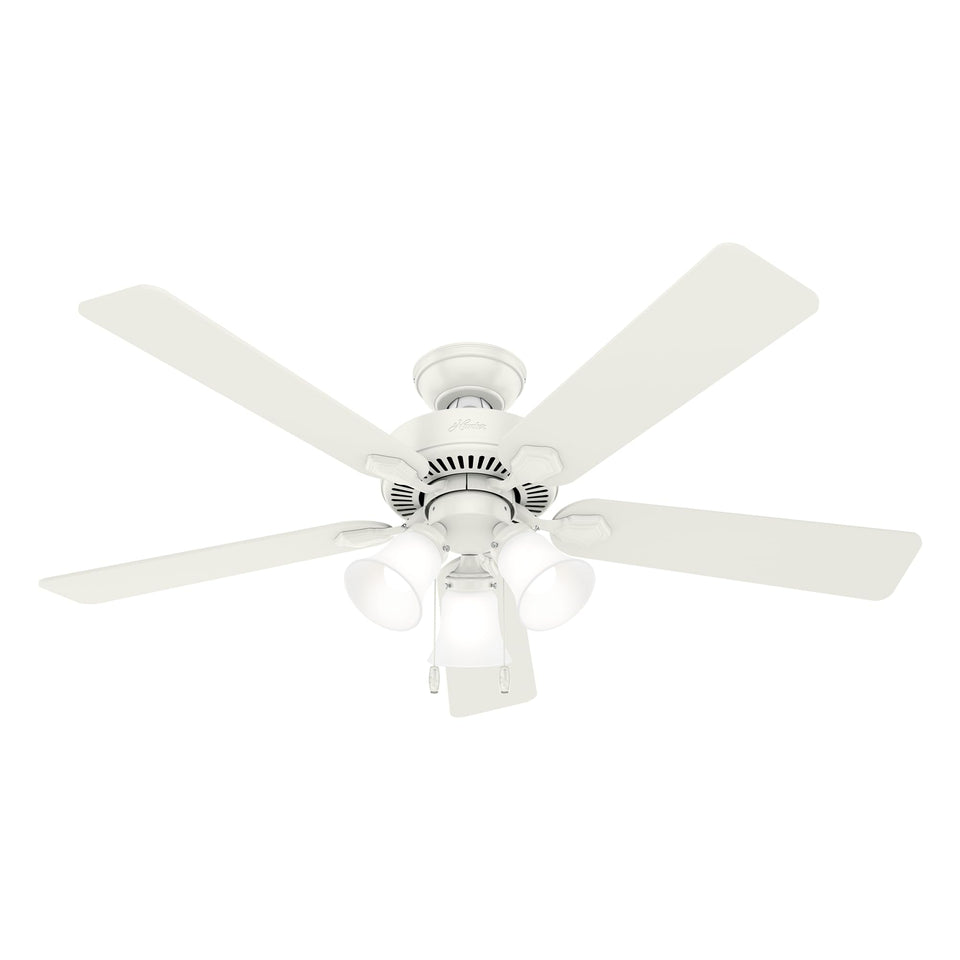 Hunter Swanson 52-inch ceiling fan with LED lights for bright, energy-efficient cooling.