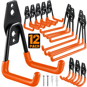 HUPBIPY 12 pack garage hooks sturdy steel with anti slip coating for tool organization