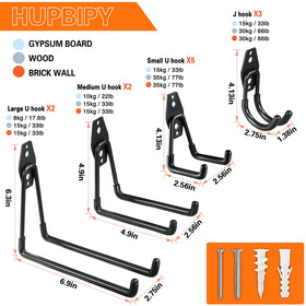HUPBIPY garage hooks with anti-slip coating gripping equipment safely