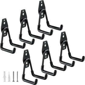 HUPBIPY heavy-duty garage hooks six-pack for secure tool storage.