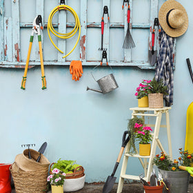 HUPBIPY garden-tool organizer hook saves space in small sheds.