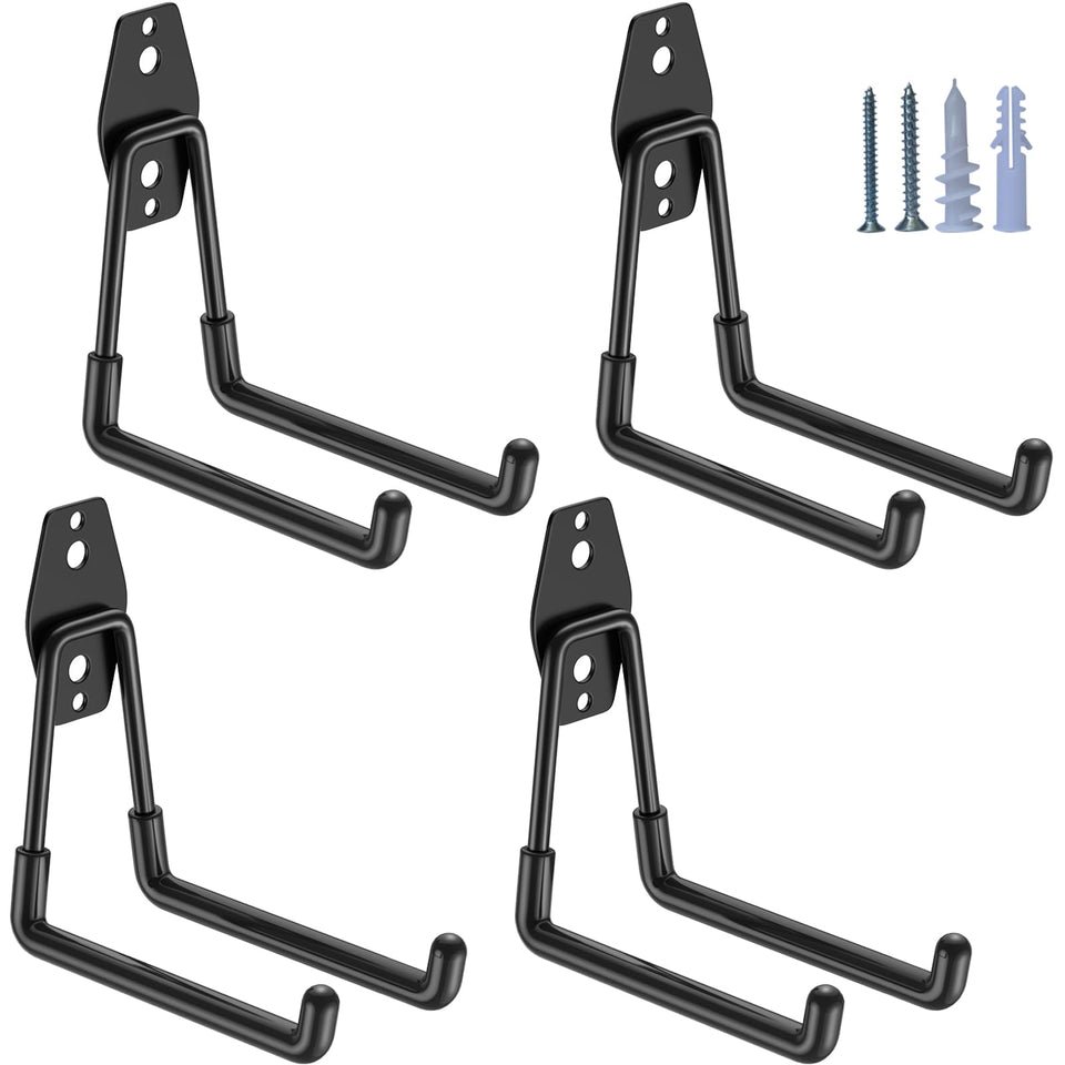 HUPBIPY heavy-duty garage hooks with 5.1-inch U-shape for secure tool hanging.