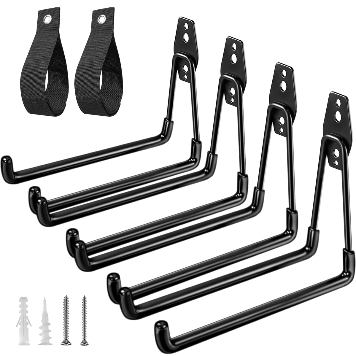 HUPBIPY heavy-duty garage hooks with a 7.7-inch bar for secure tool hanging.