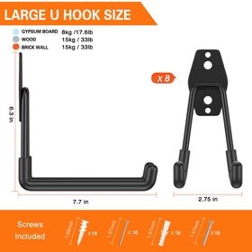 HUPBIPY heavy-duty garage hooks close-up highlighting the rubber grip