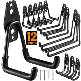 HUPBIPY heavy-duty steel garage hooks securely mounted for tool hanging
