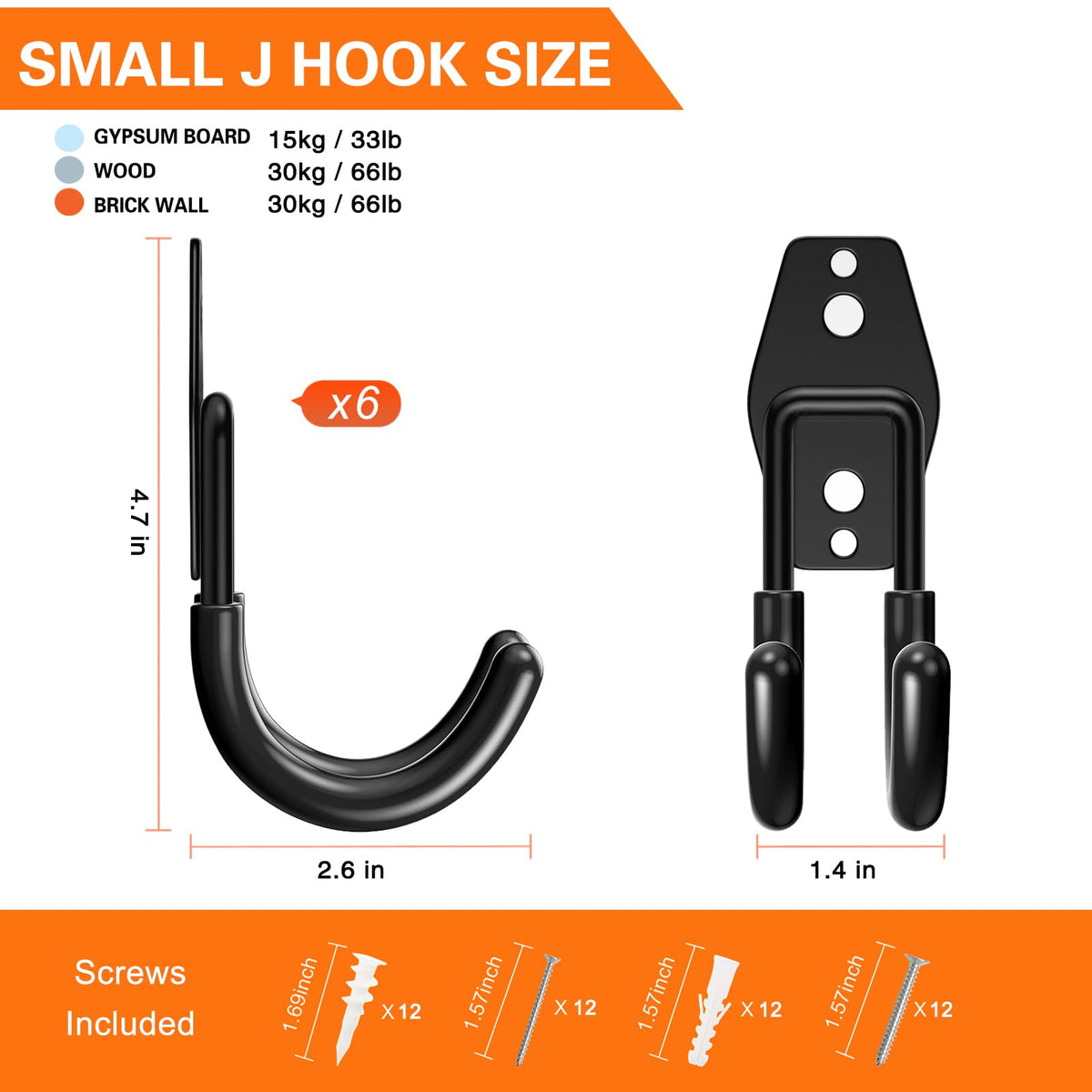 HUPBIPY j-shaped hanger wall-mounted for secure ladder and tool hanging.