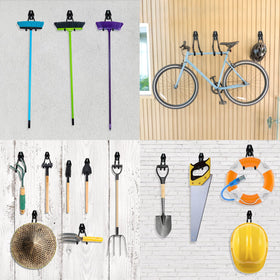 HUPBIPY multi-use garage organization keeping ladders, bikes, and tools neatly stored.