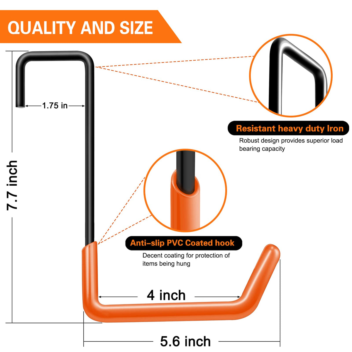 HUPBIPY large S garage hook with non slip coating prevents slipping