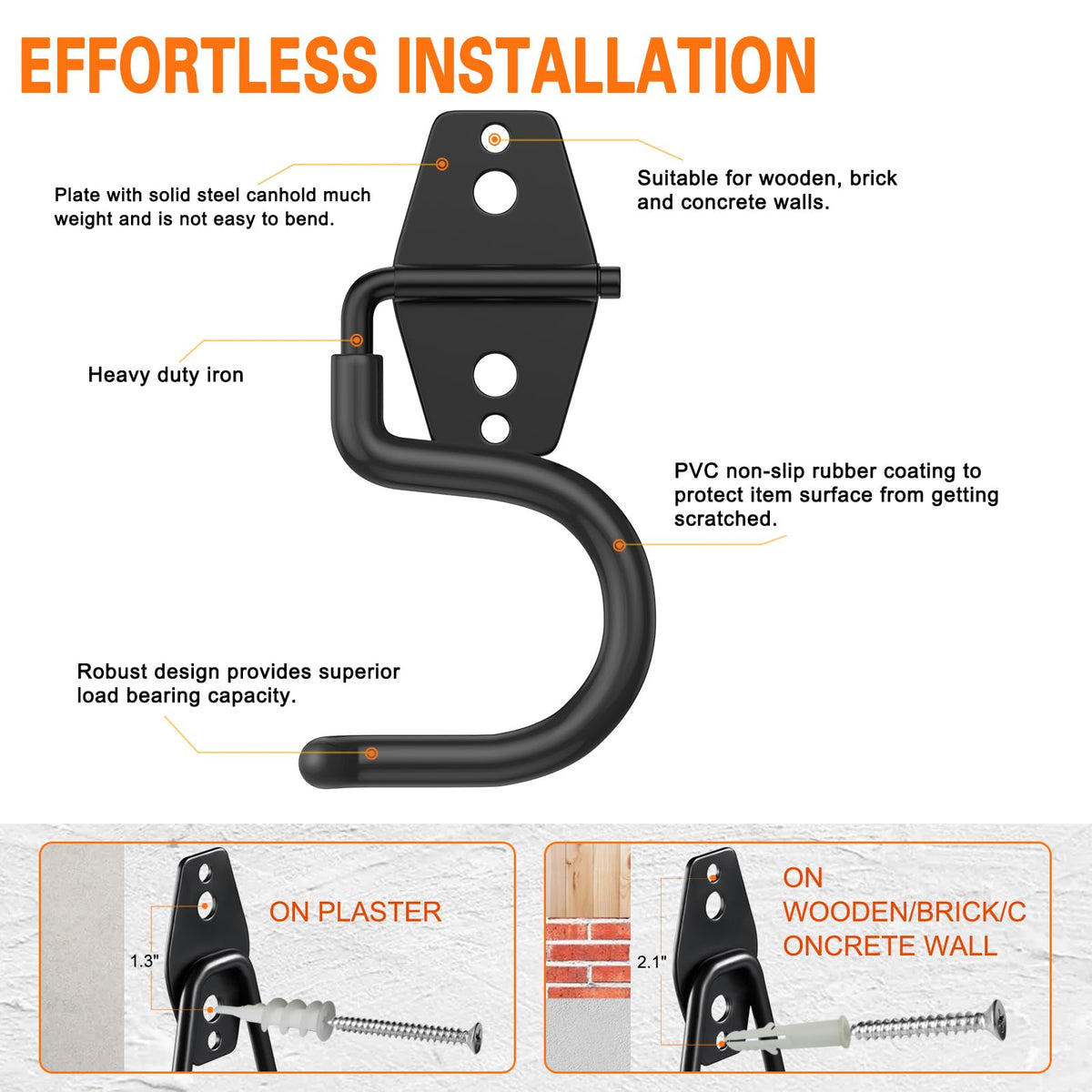 HUPBIPY Rubber-coated steel hooks prevent scratches on tools and hoses