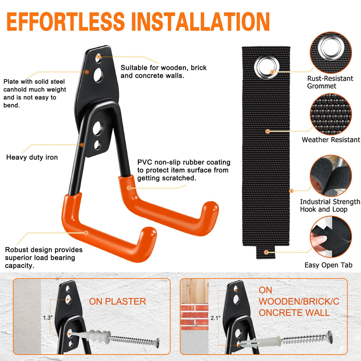 HUPBIPY includes easy-install screws for concrete, wood, and brick walls.