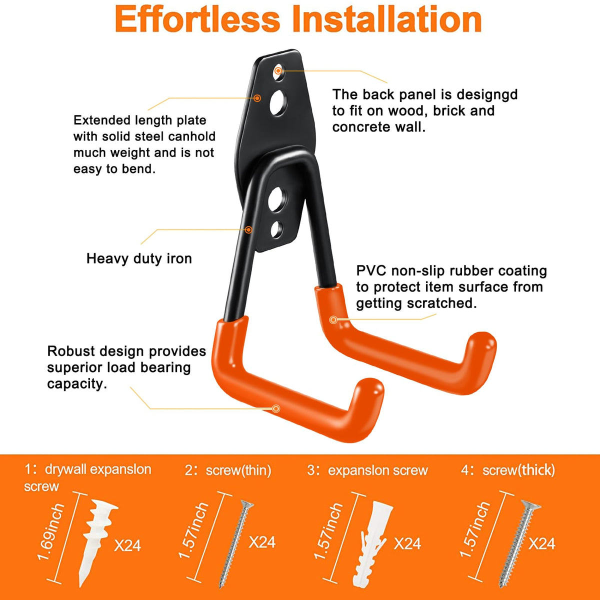 HUPBIPY tubular double hooks design enhances stability for heavier tools