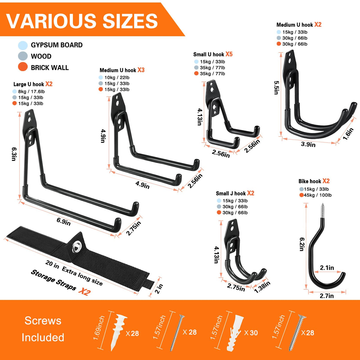 HUPBIPY tubular double hooks provide stable support for heavier gear