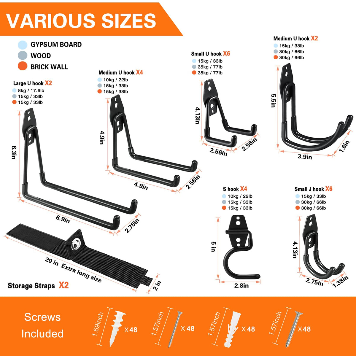 HUPBIPY heavy-duty steel structure resists rust for durable garage organization.