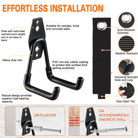 HUPBIPY tubular double-hooks provide stable mounting for ladders, bikes, and cords.