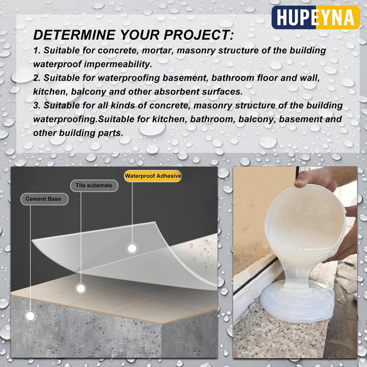 Hupeyna transparent waterproof film forming self-leveling seal on crack