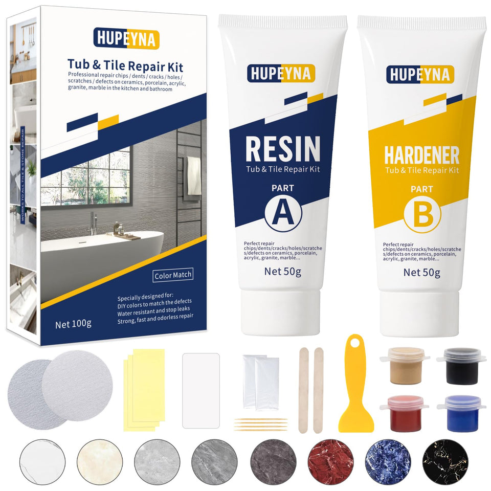 Hupeyna tub repair kit color match for seamless tub restoration.