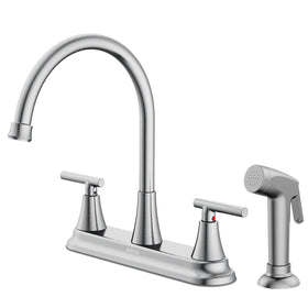 HURRAN 2-handle faucet with pull-out sprayer in use for sink cleaning