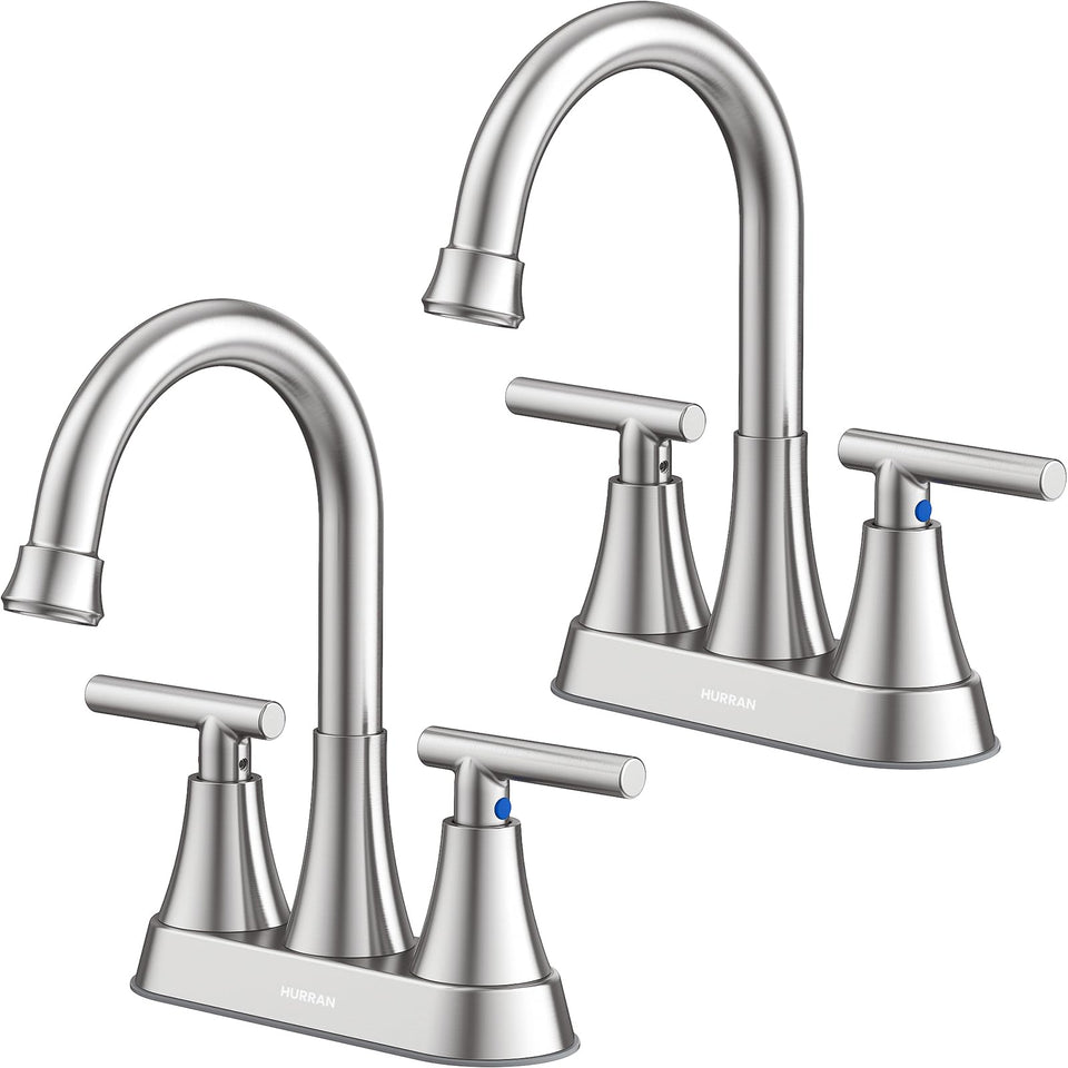 Hurran 4-inch centerset faucet in brushed nickel with reliable water control