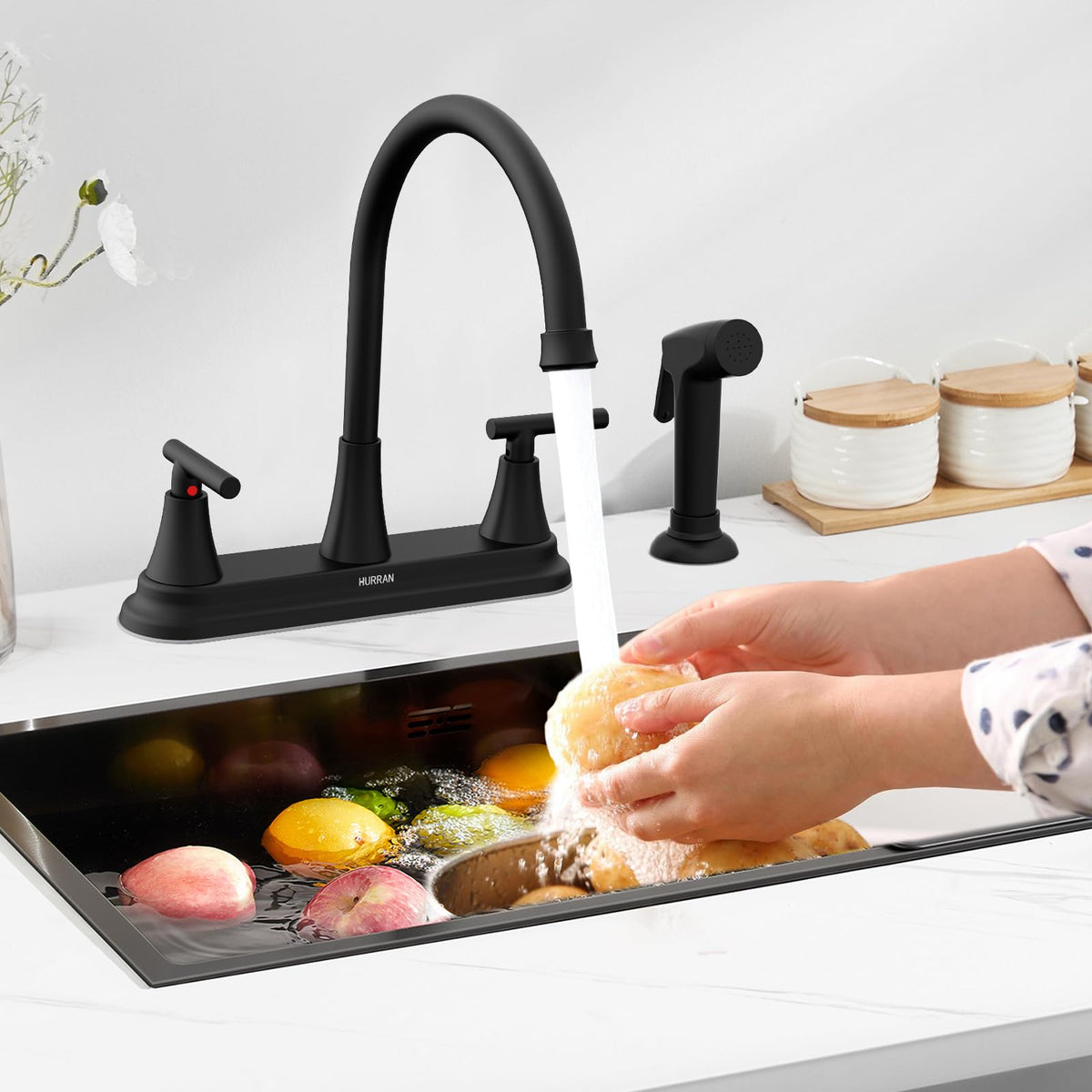 HURRAN 8-inch 4-hole installation view shows simple mounting steps