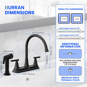 HURRAN 8-inch high arc kitchen faucet offers ample clearance for large pots