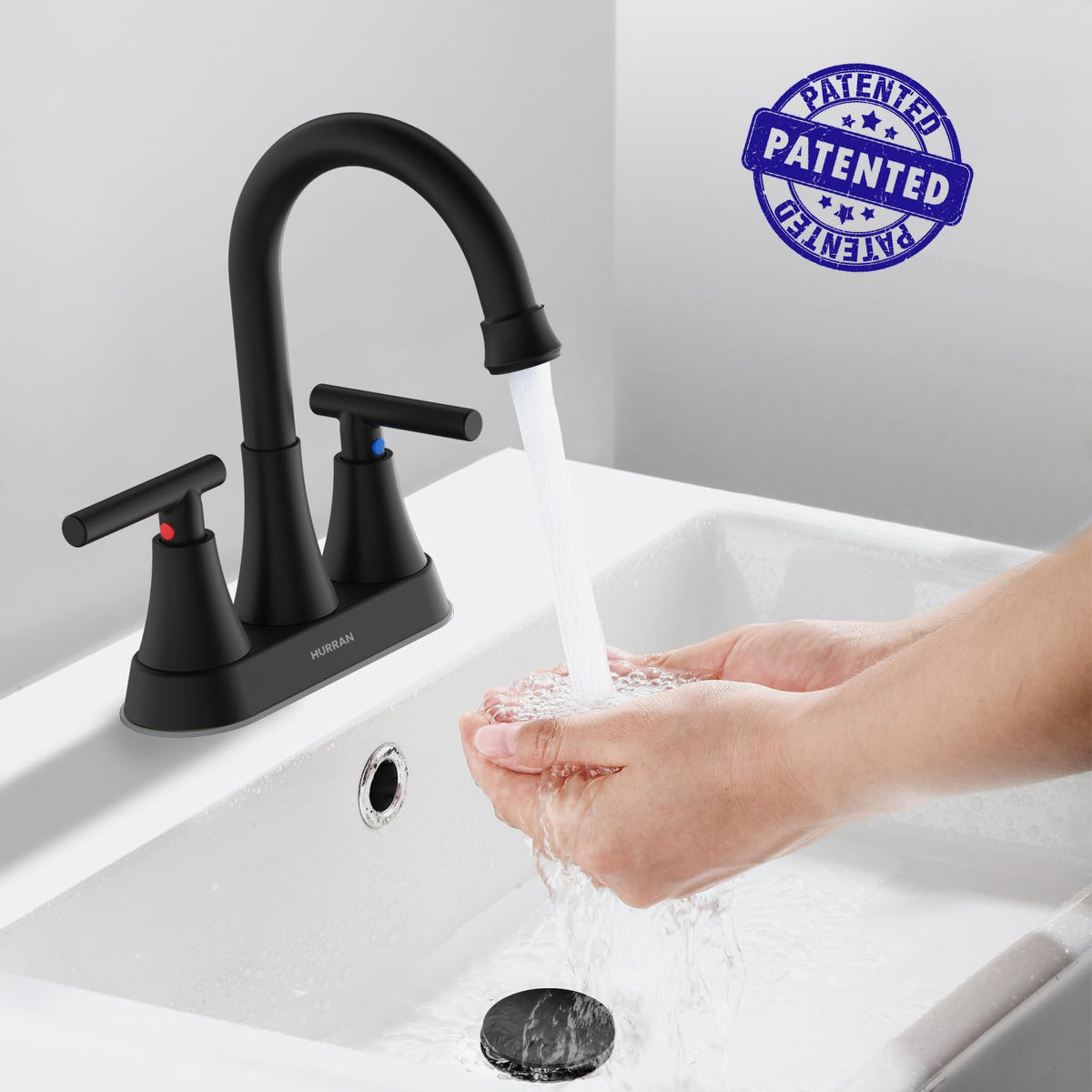 Hurran bathroom faucet with two supply hoses, ready to install