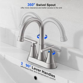 Hurran 360-degree swivel spout creates extra sink space for grooming tasks