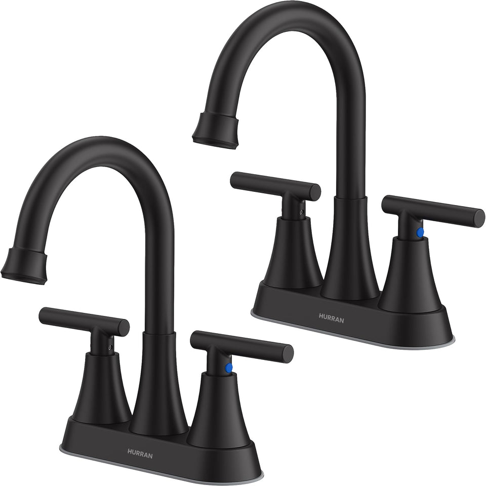 Hurran 4-inch centerset matte black faucet for compact vanities