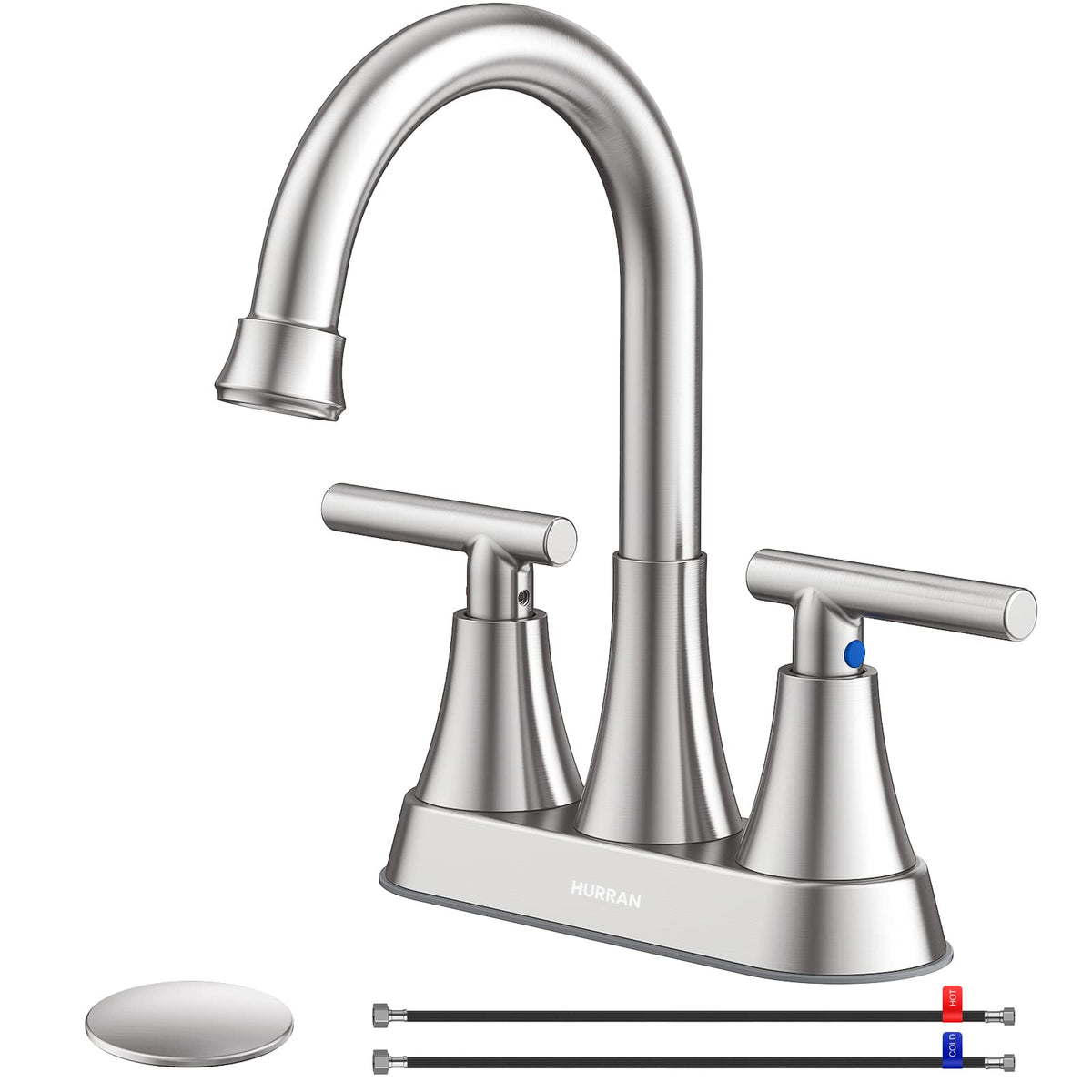 Hurran 4-inch centerset faucet with 360-degree swivel spout for versatile sink use