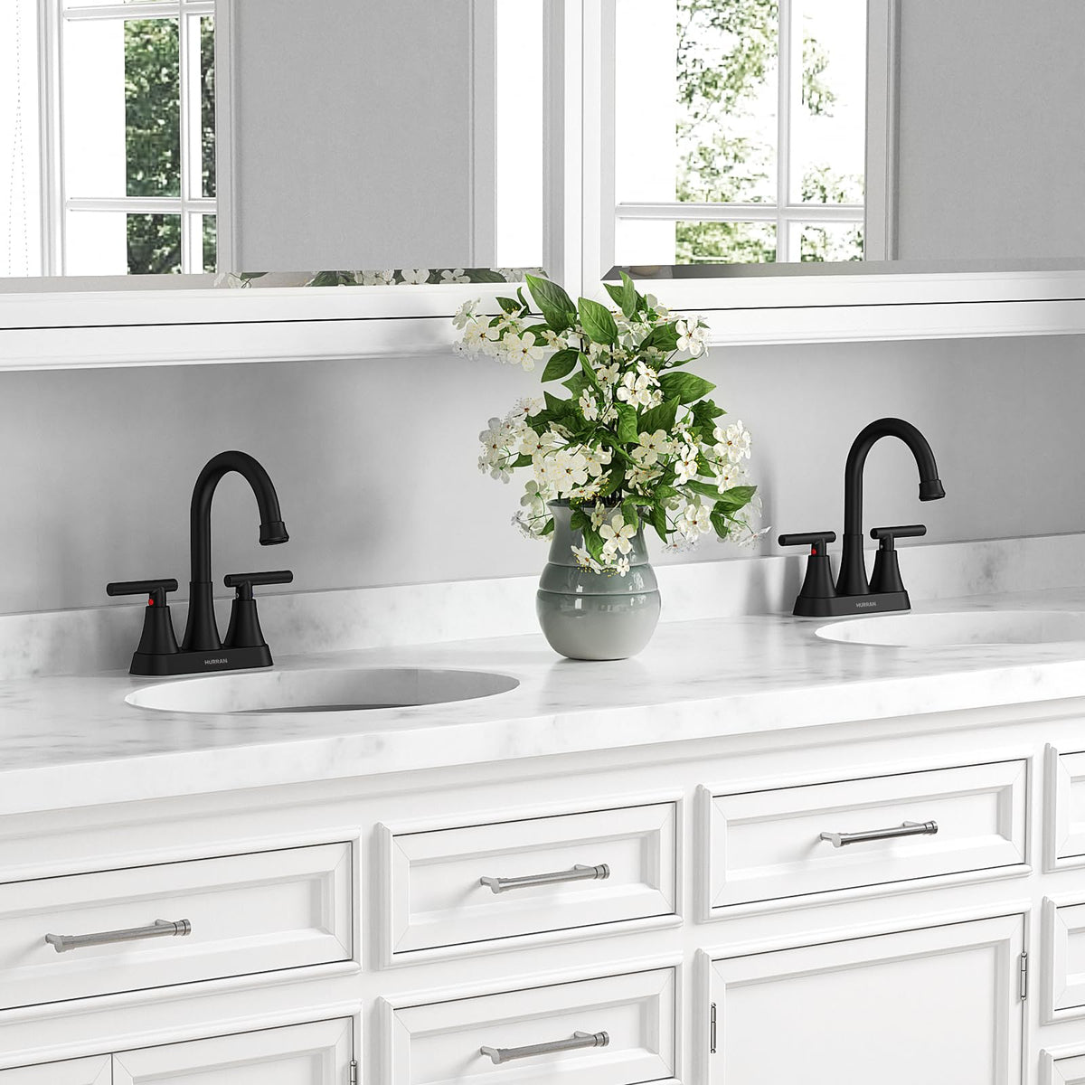 Hurran high-arc spout provides ample sink space