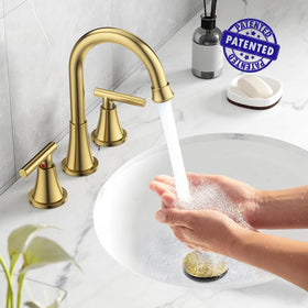 Hurran brushed gold faucet 360-degree swiveling spout for easy washing