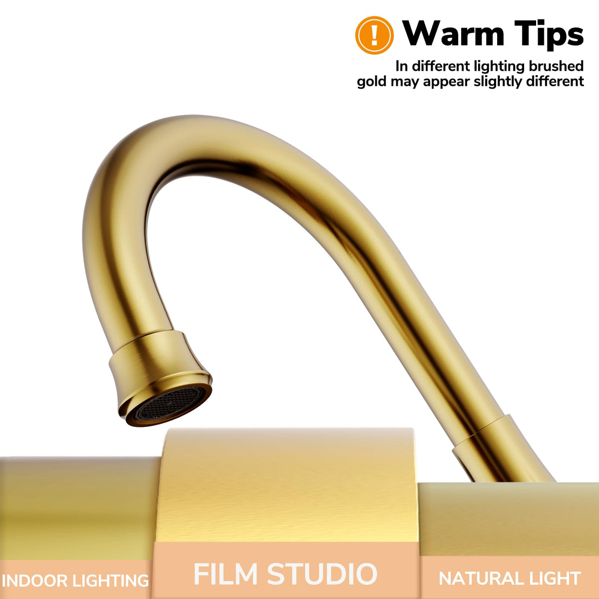 Hurran Brushed Gold dual-lever handles provide precise temperature control.