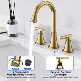 Hurran Brushed Gold comes with preassembled 27-inch water supply lines for simple installation.