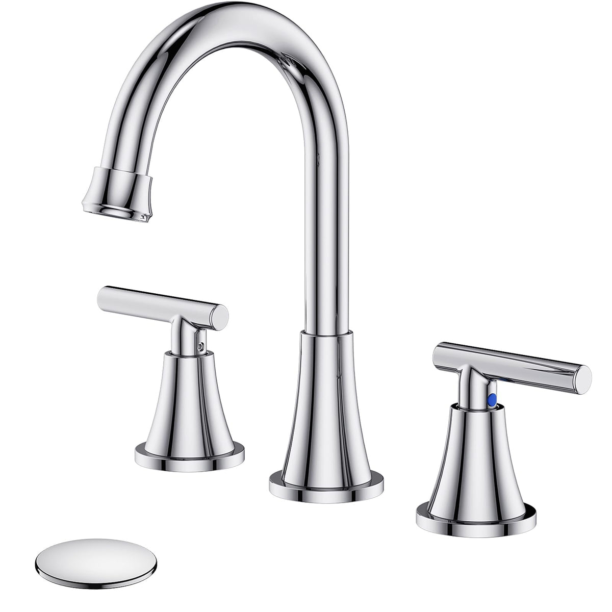 Hurran chrome 3-hole bathroom faucet with widespread installation for a modern sink