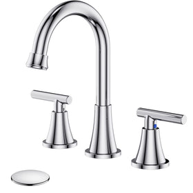 Hurran chrome 3-hole bathroom faucet with widespread installation for a modern sink