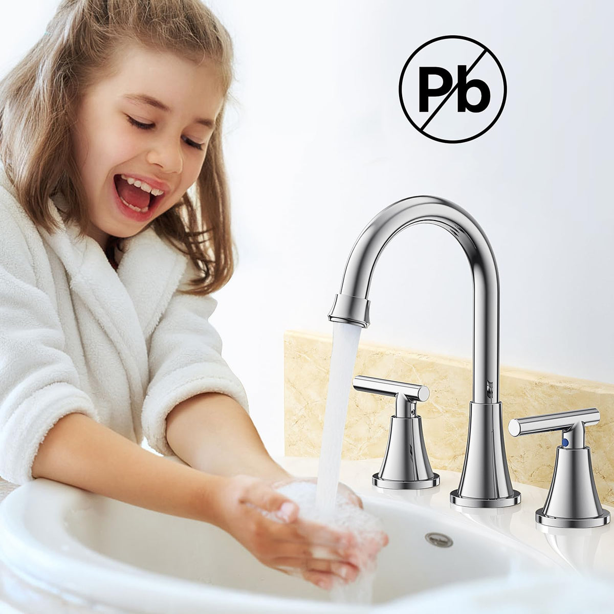 Hurran high-arc spout at 5.2 inches providing sink clearance