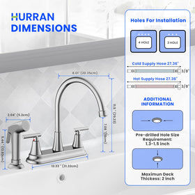 HURRAN 8-inch high arch faucet with brushed nickel finish