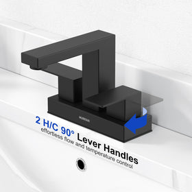 Hurran matte black faucet 4 inch centerset on 3-hole sink