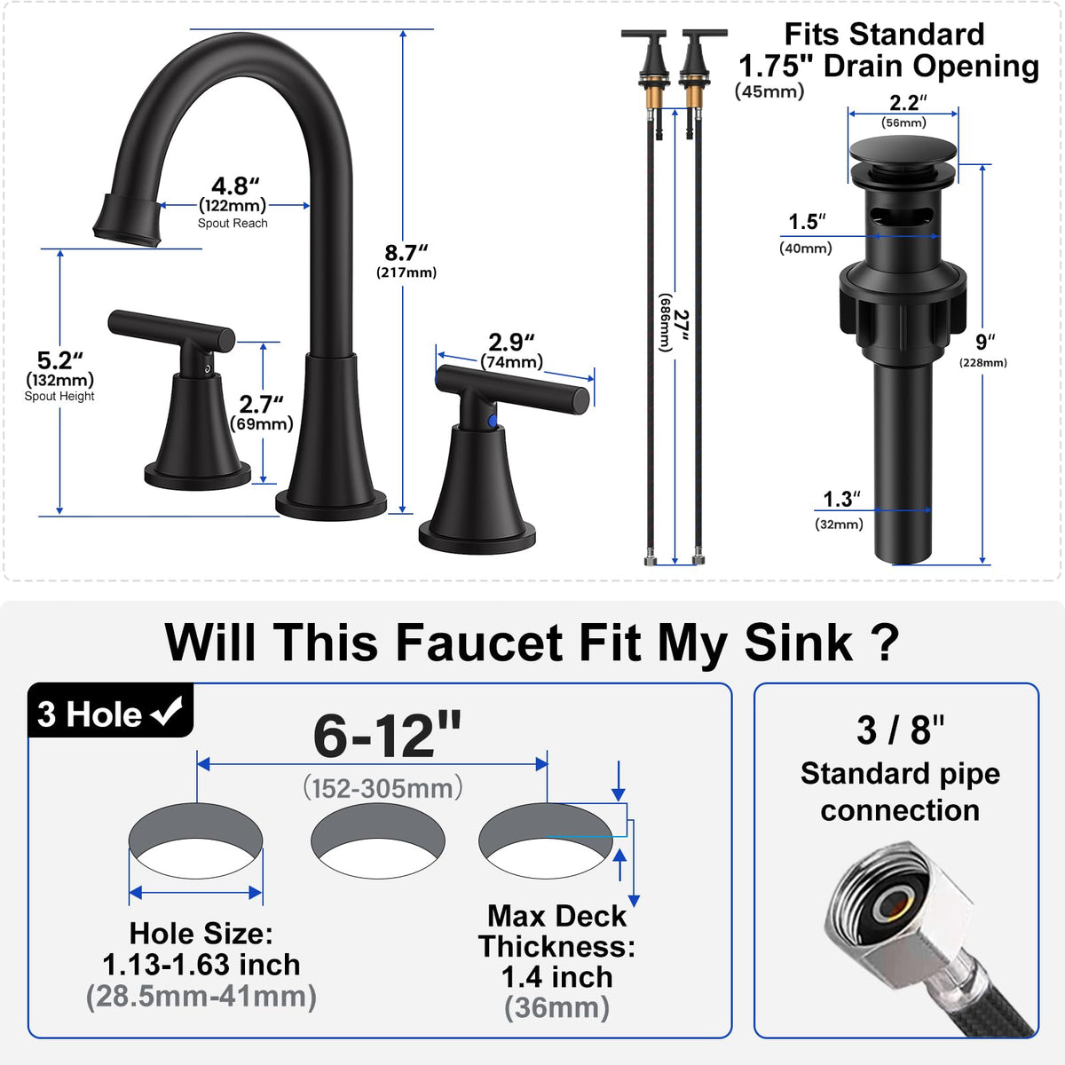 Hurran matte black faucet installation process demonstrates quick setup